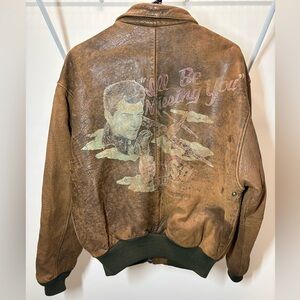 Vintage AVIREX A-2 I’ll be missing you Leather Bomber Jacket Size Small